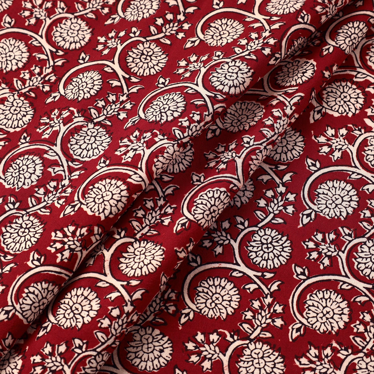 Red - natural dyed cotton hand bagh fabric 01 - handcrafted
