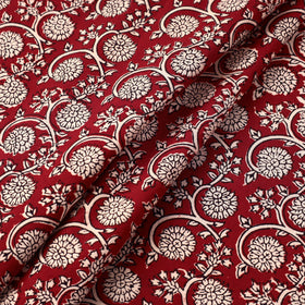 Red - natural dyed cotton hand bagh fabric 01 - handcrafted