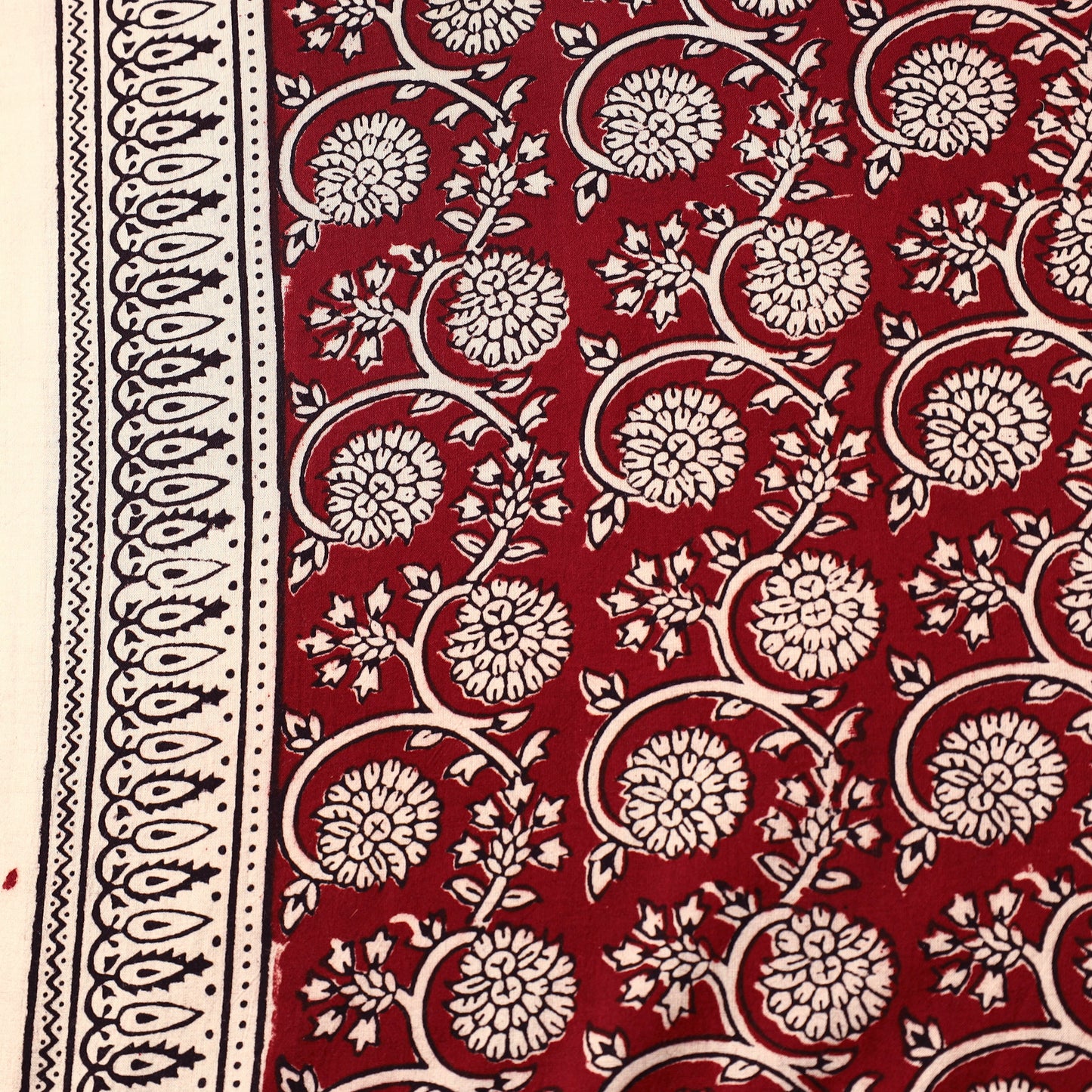 Red - natural dyed cotton hand bagh fabric 01 - handcrafted