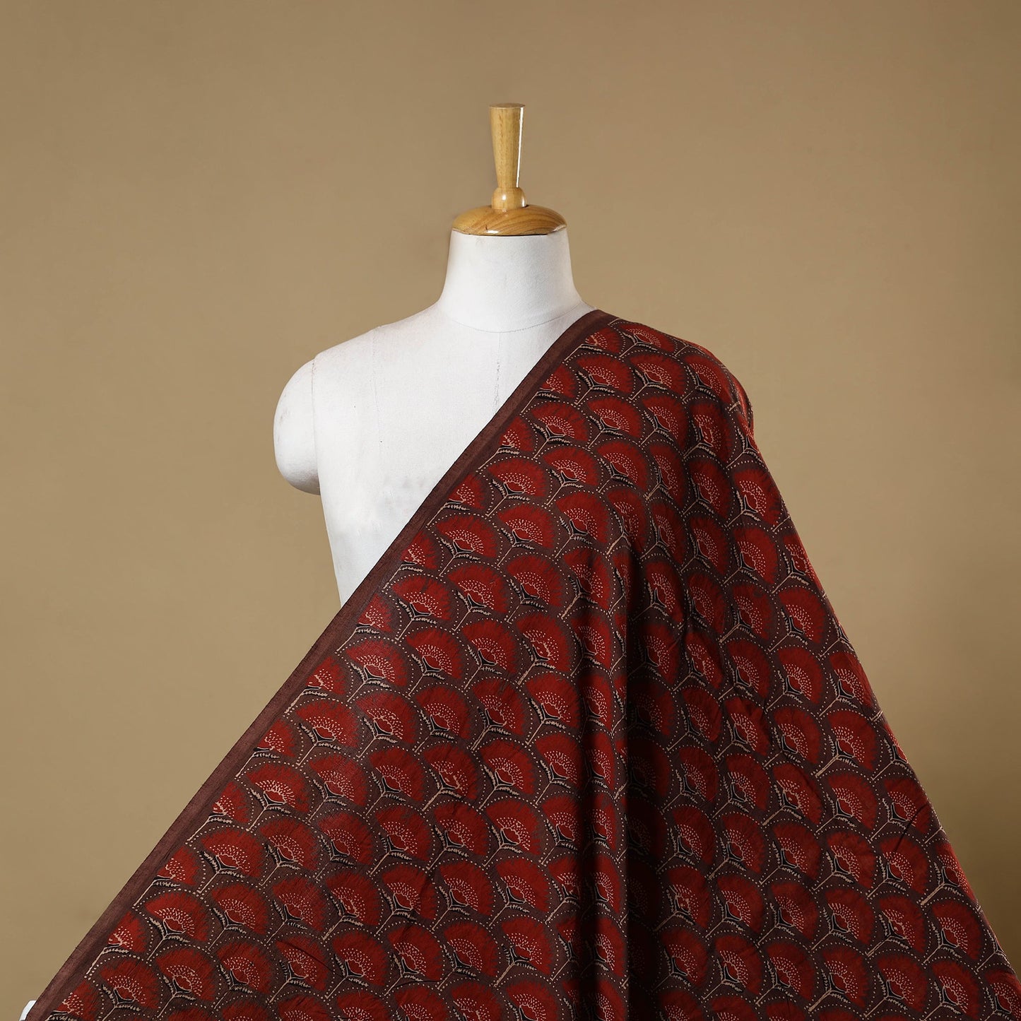 Red - natural dyed cotton hand fabric 42 - handcrafted
