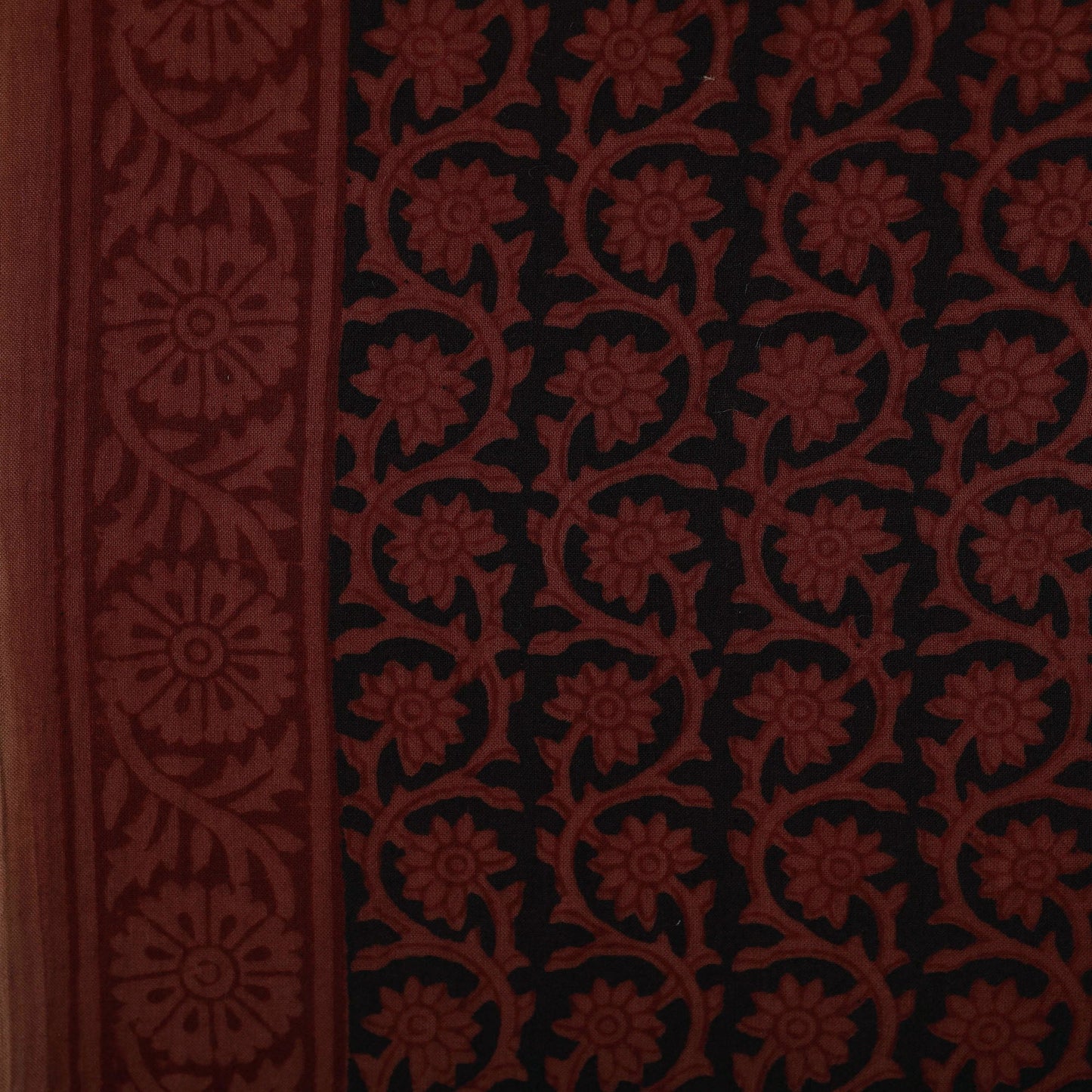 Brown - natural dyed cotton hand bagh fabric 01