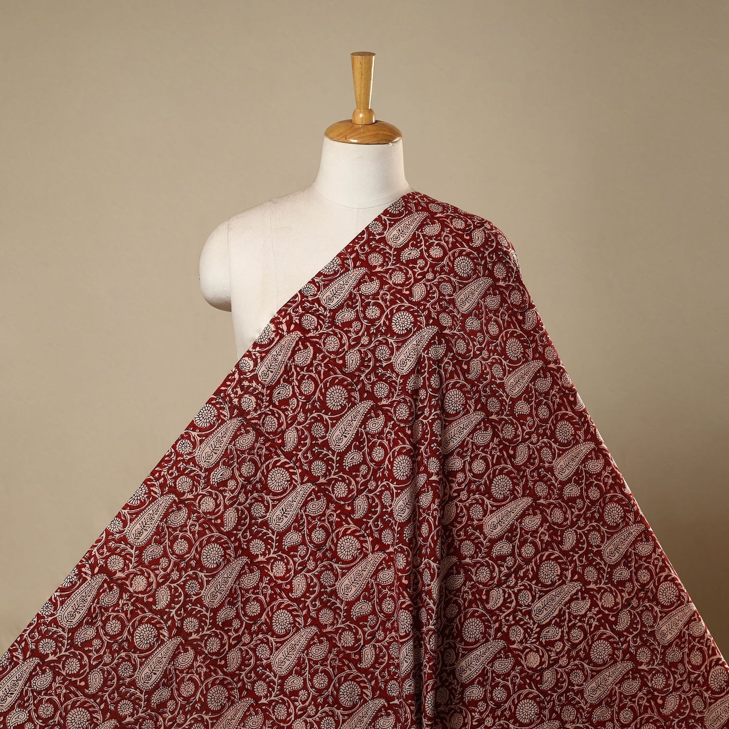 Brown - natural dyed cotton hand bagh fabric 10