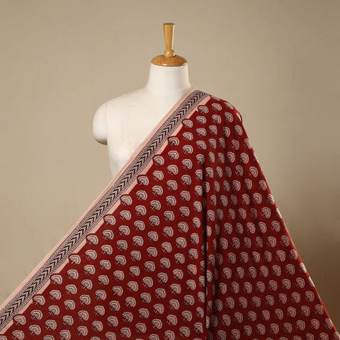 Brown - natural dyed cotton hand bagh fabric 19 2025/1373-1