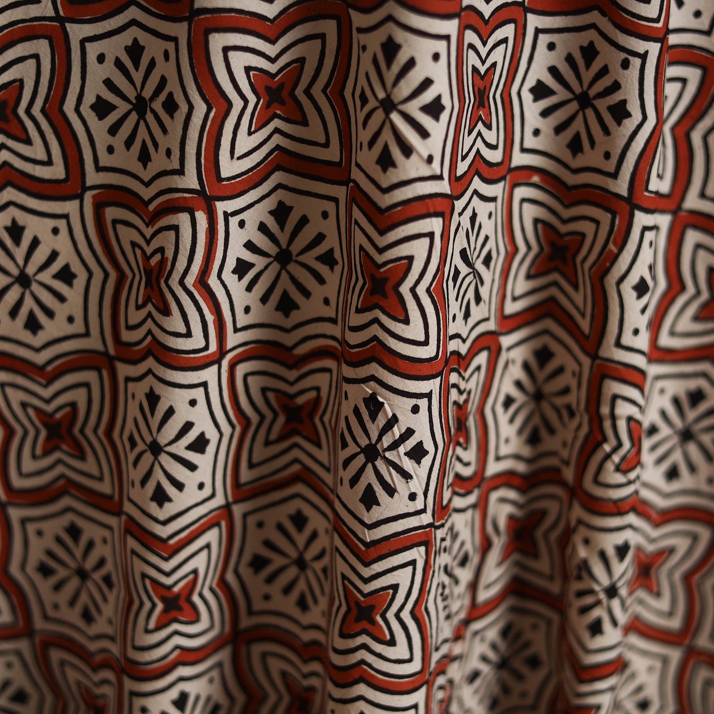 Natural dyed cotton hand block bagru print fabric 03