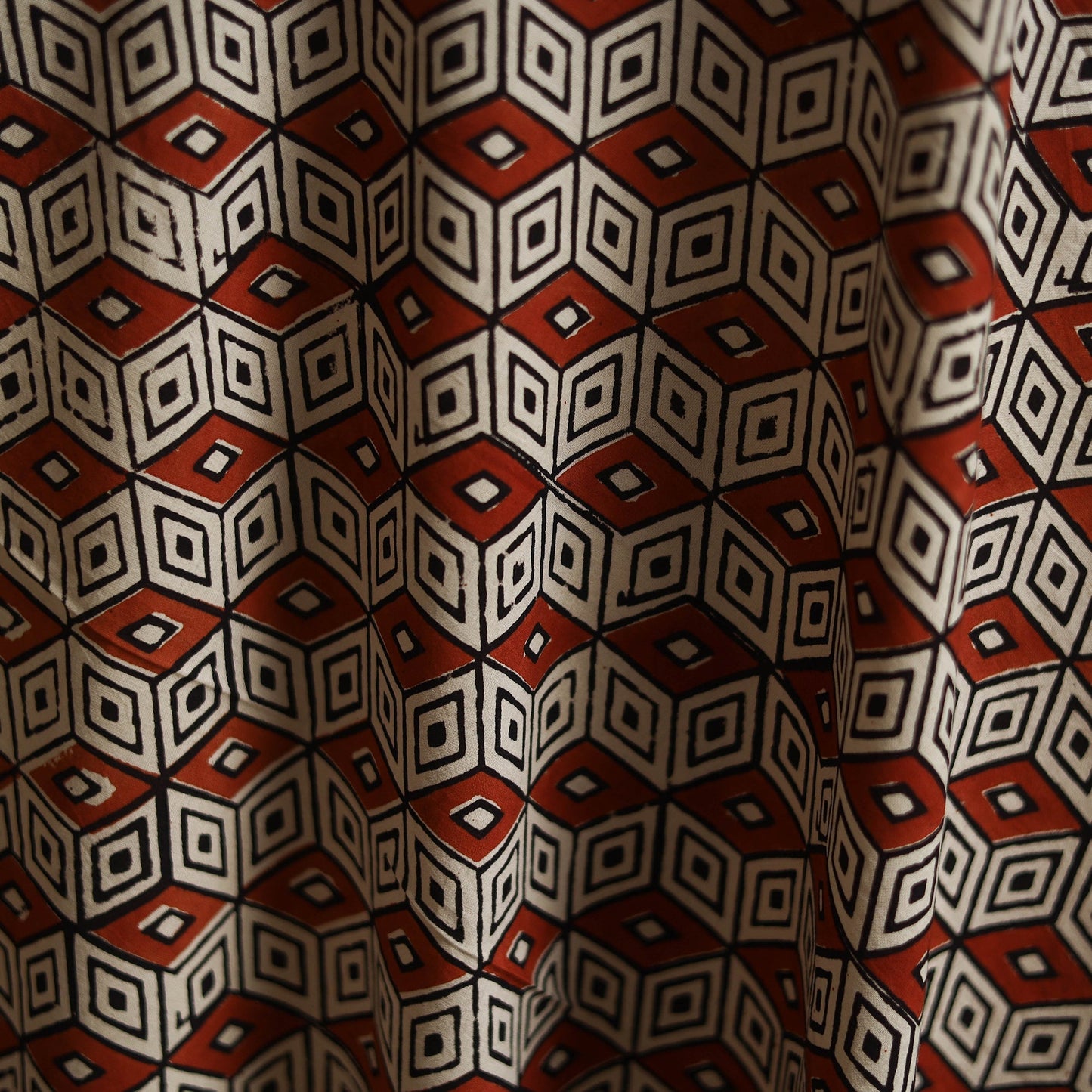 Natural dyed cotton hand block bagru print fabric 04