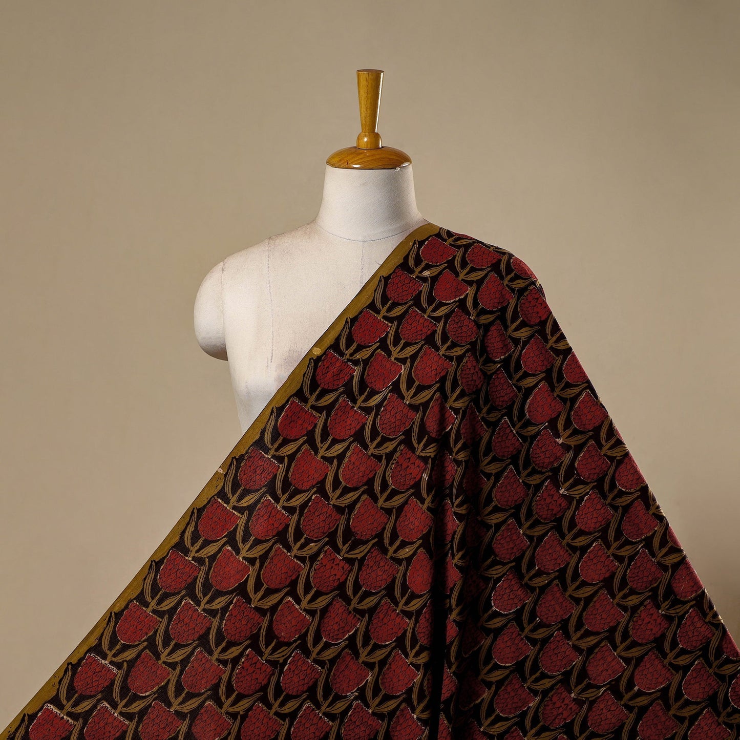 Natural dyed cotton hand jahota fabric 13 - handcrafted