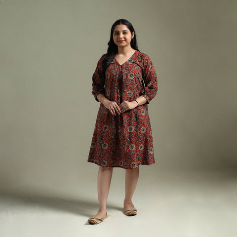 Natural dyed cotton hand block print kalamkari dress 06
