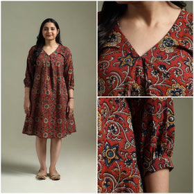 Natural dyed cotton hand block print kalamkari dress 06