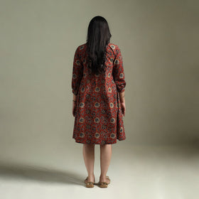 Natural dyed cotton hand block print kalamkari dress 06