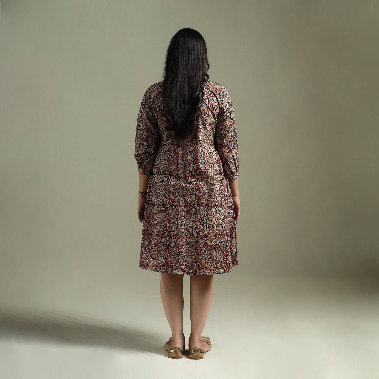 Natural dyed cotton hand block print kalamkari dress 07
