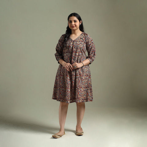 Natural dyed cotton hand block print kalamkari dress 07