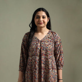 Natural dyed cotton hand block print kalamkari dress 07