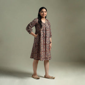 Natural dyed cotton hand block print kalamkari dress 07