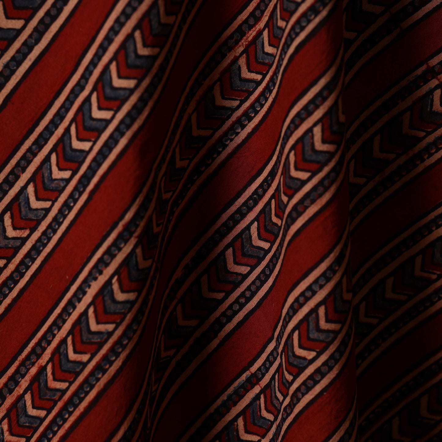 Red - natural dyed cotton hand fabric 03 - handcrafted