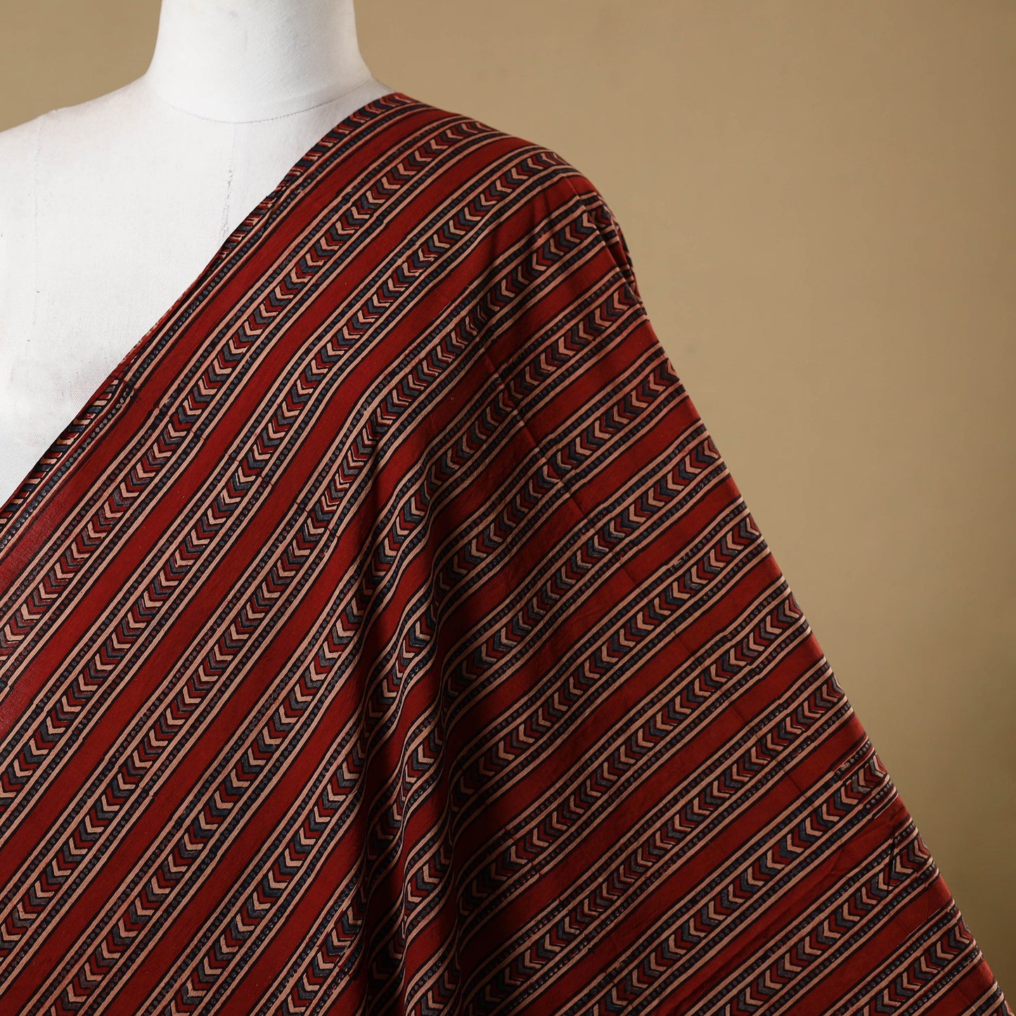 Red - natural dyed cotton hand fabric 03 - handcrafted