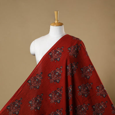 Red - natural dyed cotton hand fabric 22 - handcrafted