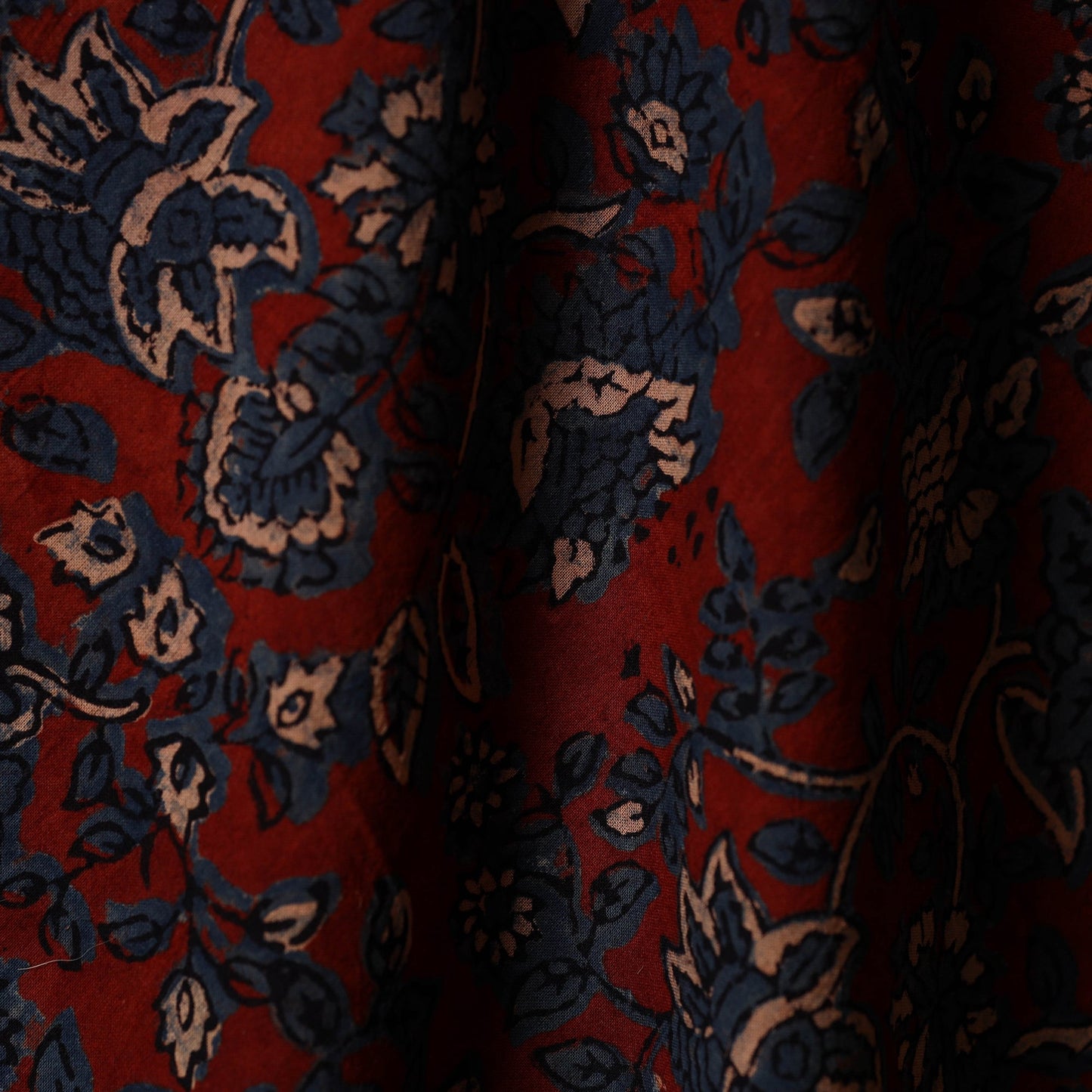 Red - natural dyed cotton hand fabric 29 - handcrafted