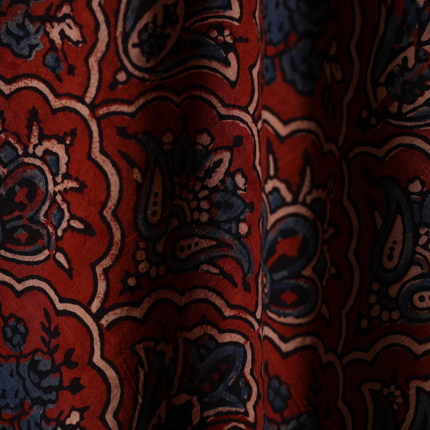 Red - natural dyed cotton hand fabric 30 - handcrafted