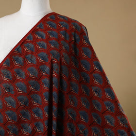 Red - natural dyed cotton hand fabric 40 - handcrafted