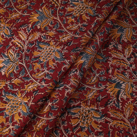 Buy Red Natural Dyed Block Print Cotton Kalamkari Fabric