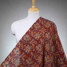 Buy Red Natural Dyed Block Print Cotton Kalamkari Fabric