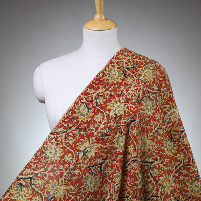  Red Natural Dyed Block Print Cotton Kalamkari Fabric
