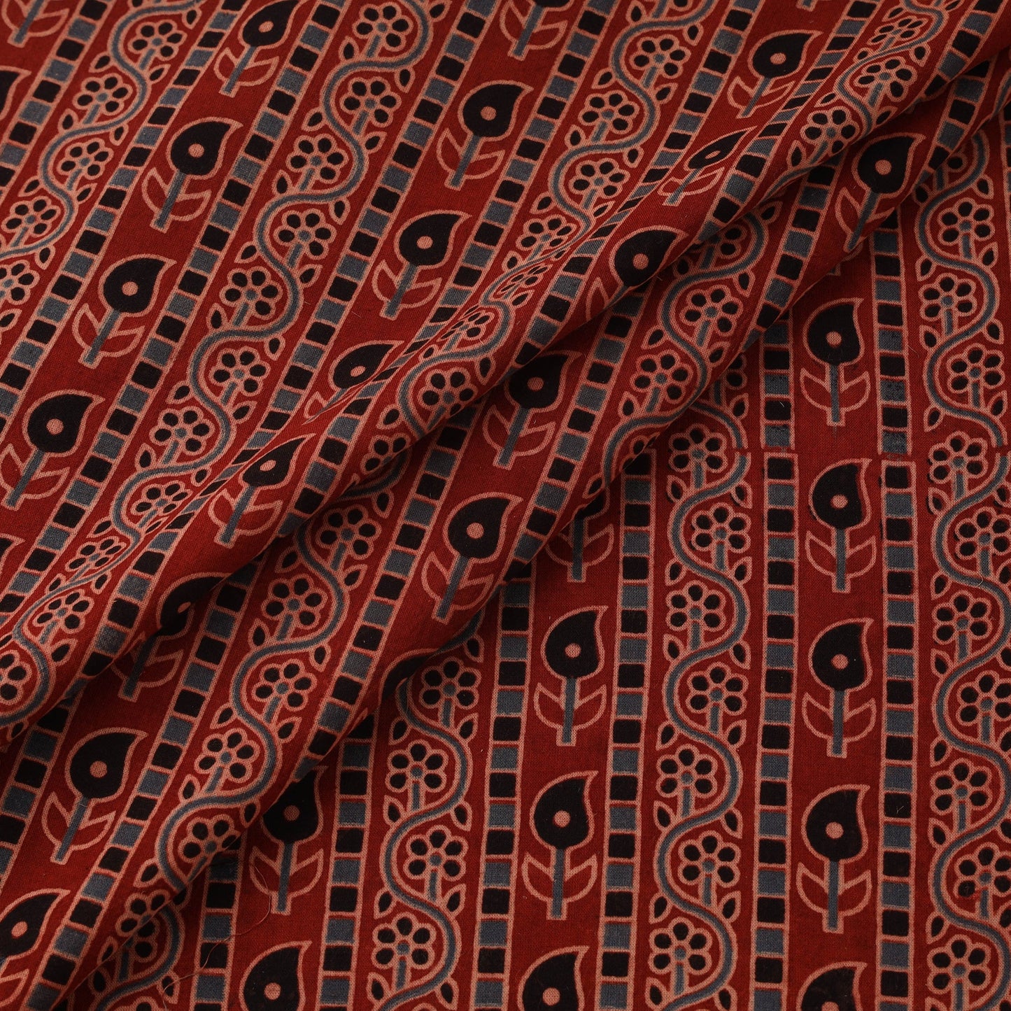 Natural dyed cotton kutch hand block ajrakh print fabric 05