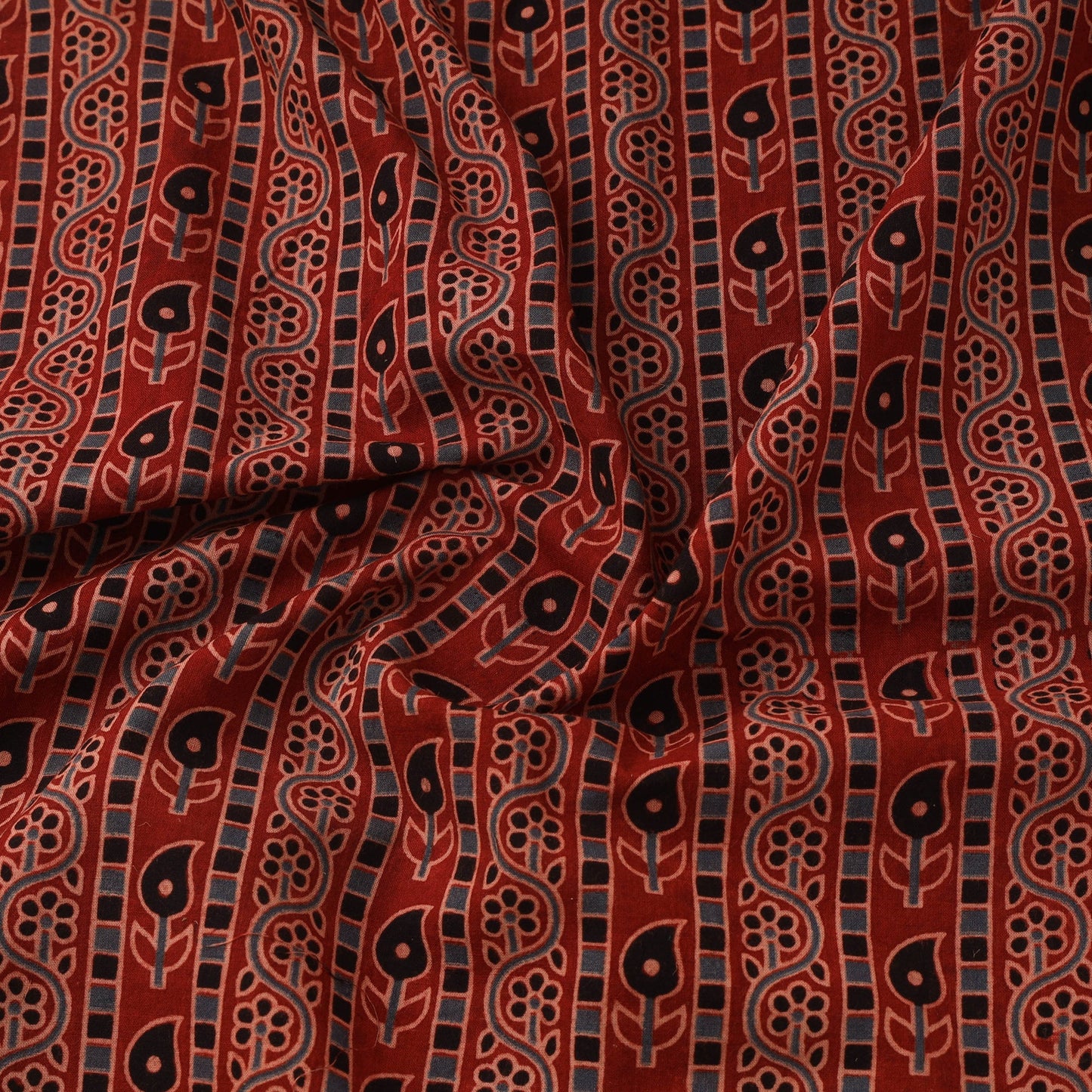 Natural dyed cotton kutch hand block ajrakh print fabric 05