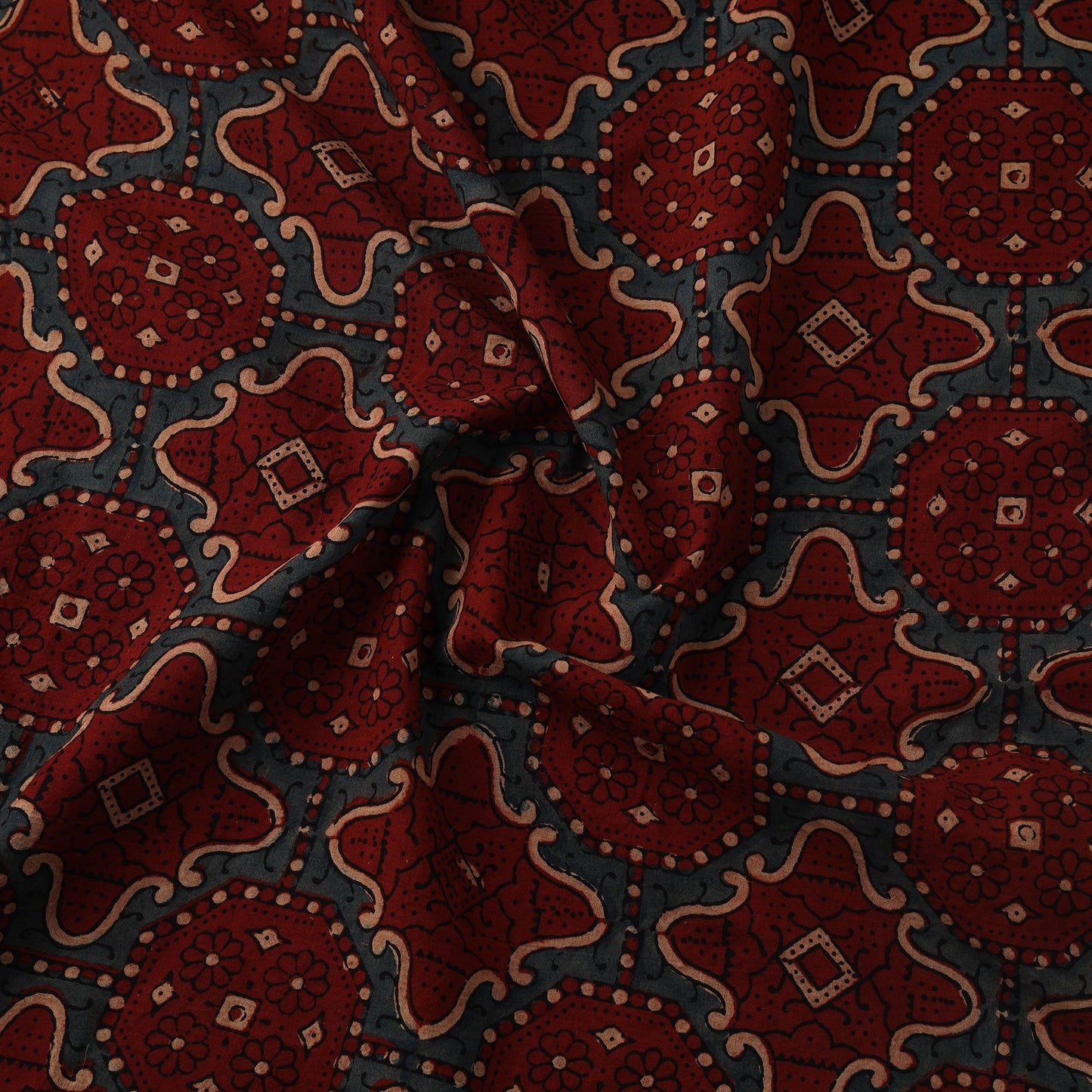 Natural dyed cotton kutch hand block ajrakh print fabric 10