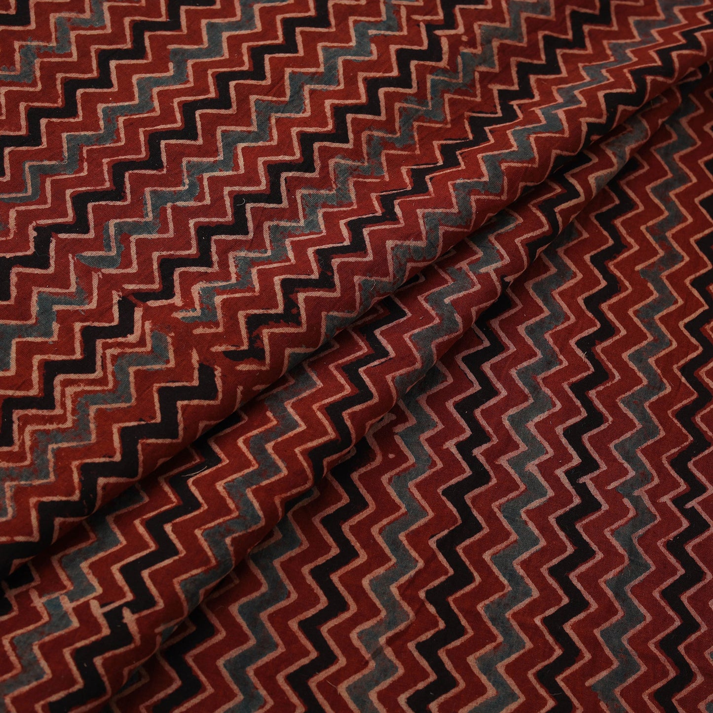 Red - Natural Dyed Cotton Kutch Hand Block Ajrakh Print Fabric 44