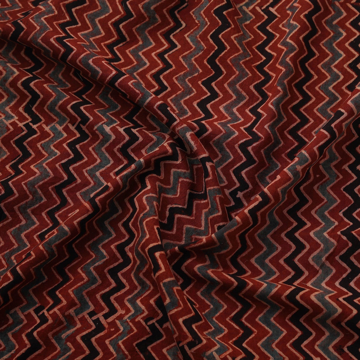 Red - Natural Dyed Cotton Kutch Hand Block Ajrakh Print Fabric 44
