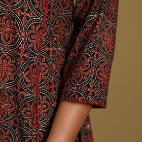 Red - natural dyed cotton a-line hand kurta 03 - handcrafted