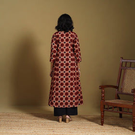 Red - natural dyed cotton a-line hand kurta 05 - handcrafted