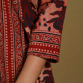 Red - natural dyed cotton a-line hand kurta 17 - handcrafted