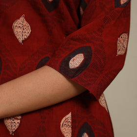 Red - natural dyed cotton a-line kurta 06 - handcrafted