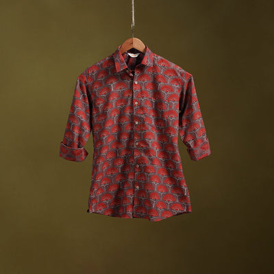 Red - natural dyed cotton men full sleeve shirt 04