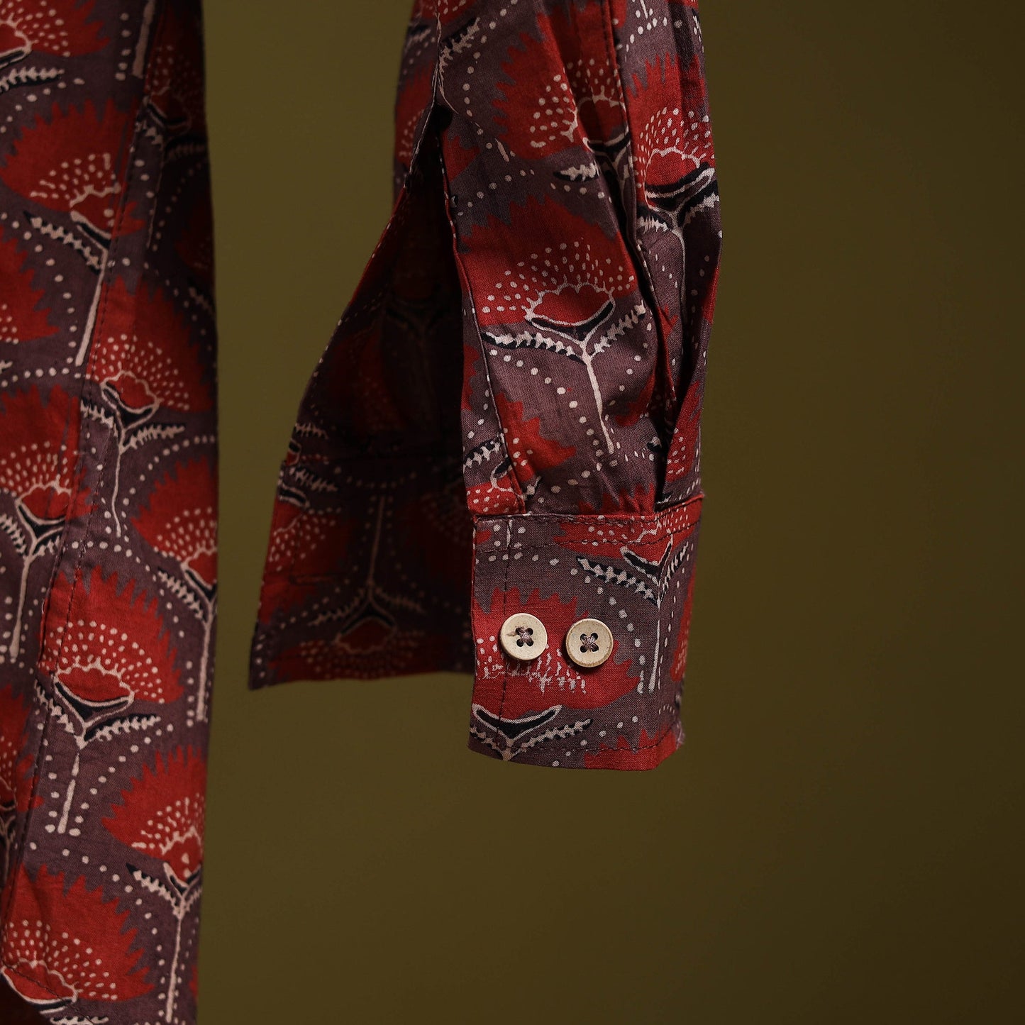 Red - natural dyed cotton men full sleeve shirt 04