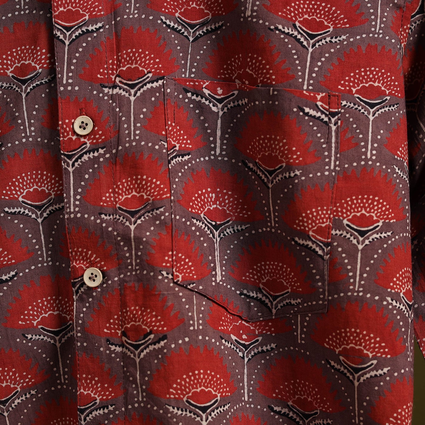 Red - natural dyed cotton men full sleeve shirt 04