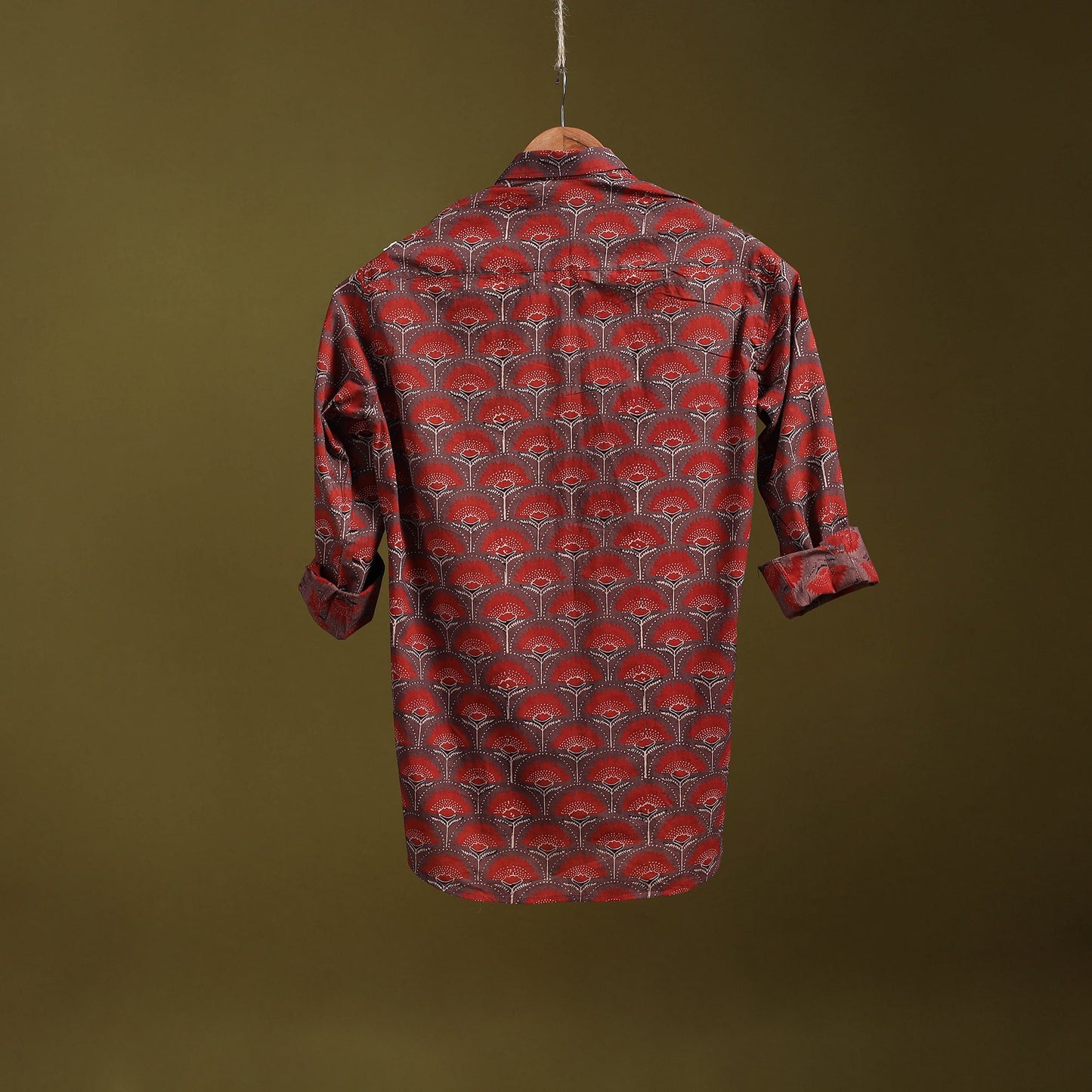 Red - natural dyed cotton men full sleeve shirt 04