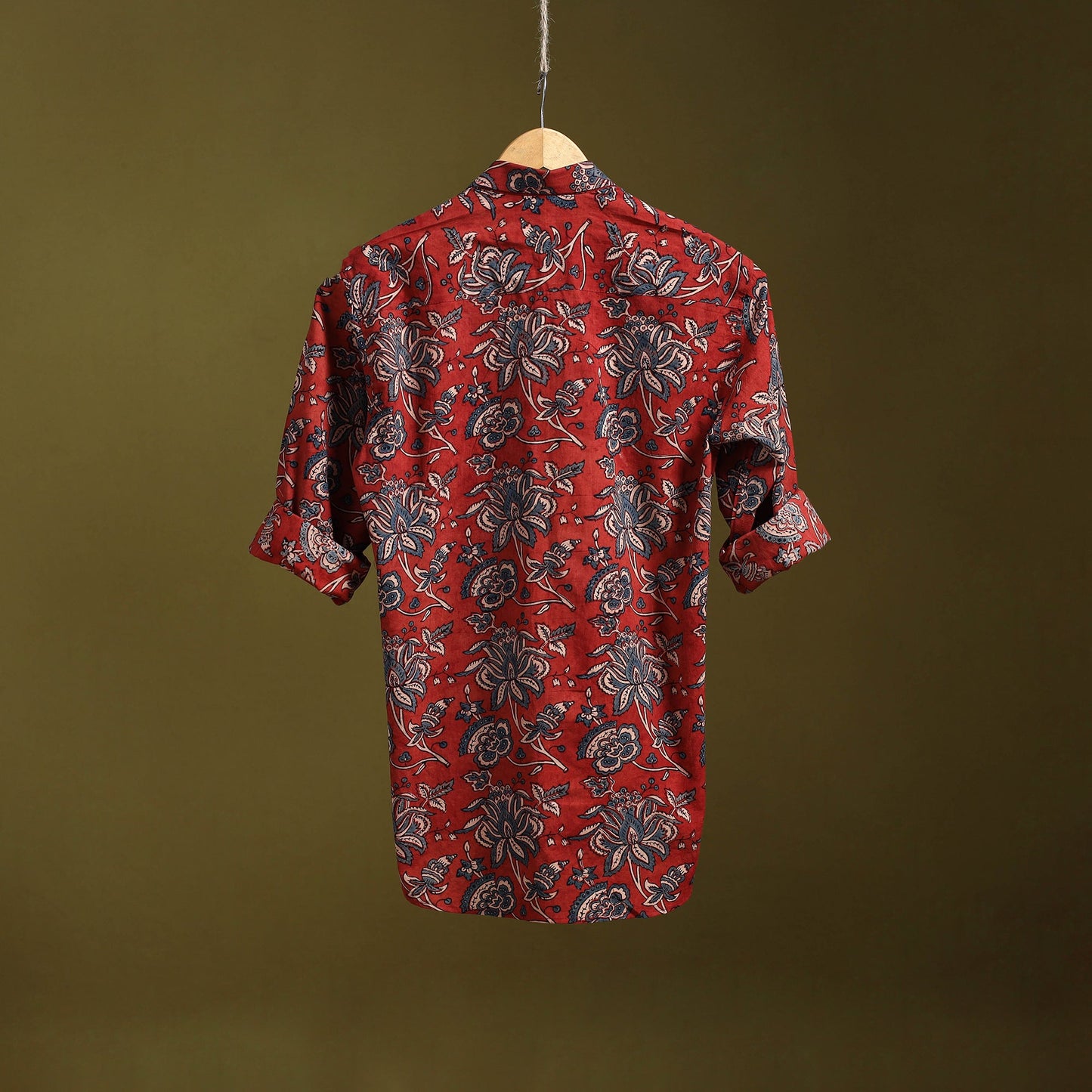 Red - natural dyed cotton men full sleeve shirt 06