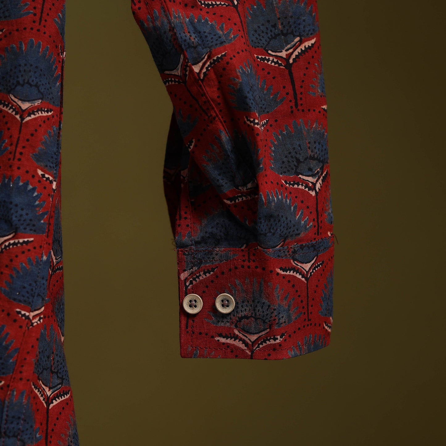 Red - natural dyed cotton men full sleeve shirt 07