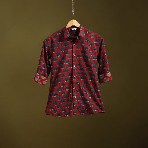 Red - natural dyed cotton men full sleeve shirt 07