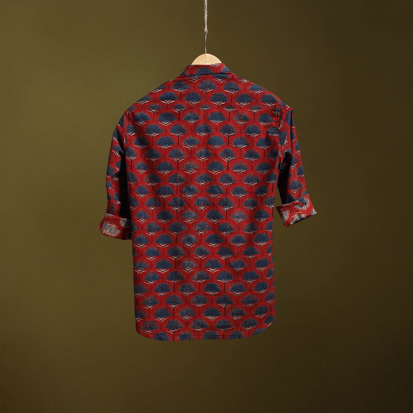 Red - natural dyed cotton men full sleeve shirt 07