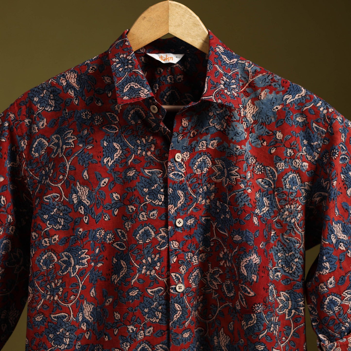 Red - natural dyed cotton men full sleeve shirt 09