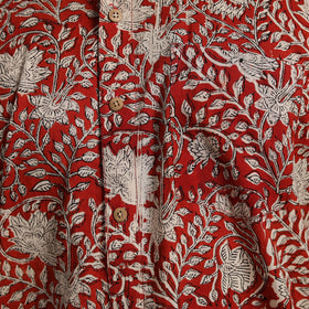 Red - natural dyed cotton men half sleeve bagru shirt 06