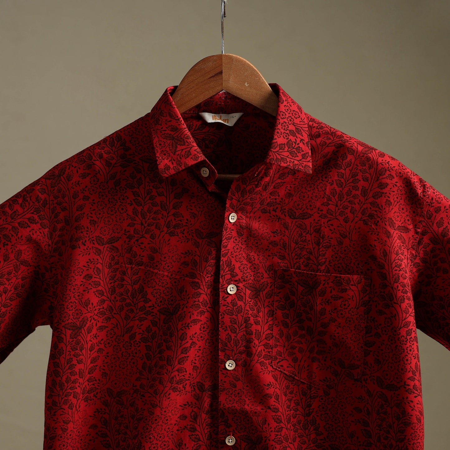 Natural dyed cotton men half sleeve hand bagh shirt 02