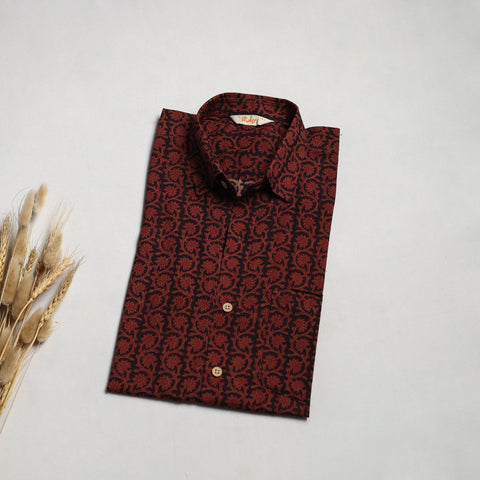 Natural dyed cotton men half sleeve hand bagh shirt 09