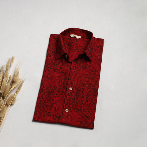 Natural dyed cotton men half sleeve hand bagh shirt 02