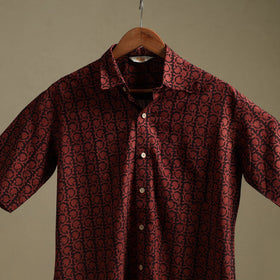 Natural dyed cotton men half sleeve hand bagh shirt 09