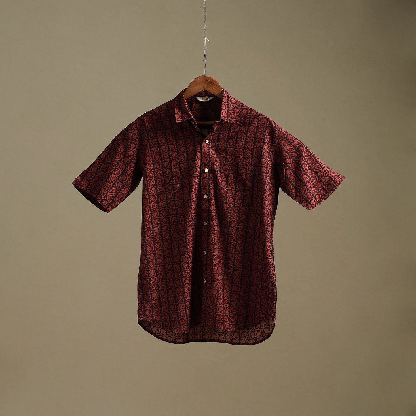 Natural dyed cotton men half sleeve hand bagh shirt 09